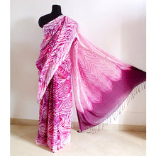 Load image into Gallery viewer, Purple River - Cotton shibori saree with blouse