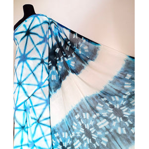 Blue Itajime - Cotton shibori saree with blouse