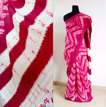 Load image into Gallery viewer, Pink Nui - Cotton shibori saree with blouse