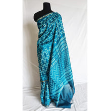 Load image into Gallery viewer, Blue Stars - Tussar silk Shibori saree with blouse