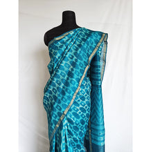 Load image into Gallery viewer, Blue Stars - Tussar silk Shibori saree with blouse