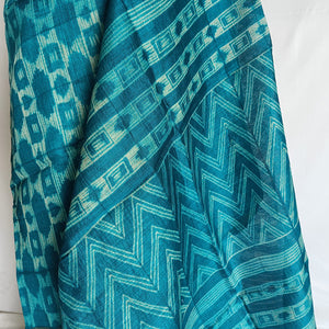 Blue Stars - Tussar silk Shibori saree with blouse