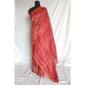Dragonflies and Fish - Tussar silk shibori saree with blouse