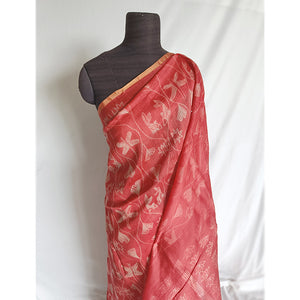 Dragonflies and Fish - Tussar silk shibori saree with blouse