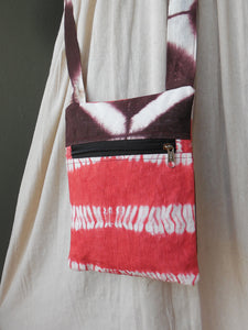 Peach Tree - Linen Shibori sling bag (9.5”/7.5”)