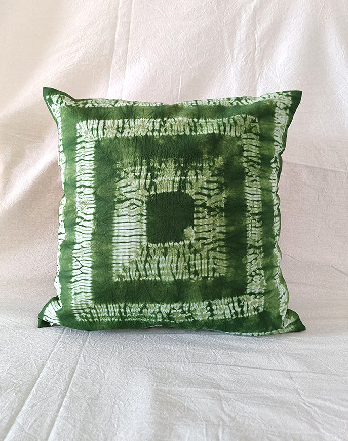 Green frog - Cotton shibori cushion cover (16