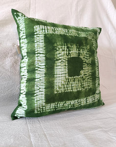 Green frog - Cotton shibori cushion cover (16"/16")