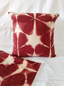 Red Earth - Cotton shibori cushion cover (16"/16")