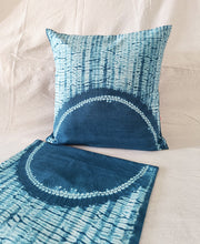 Load image into Gallery viewer, Blue Orb - Cotton shibori cushion cover (16&quot;/16&quot;)
