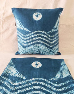 Blue Planet - Cotton shibori cushion cover (16"/16")