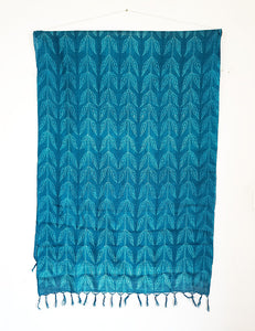 Blue Leaf - Tussar Silk Shibori Dupatta
