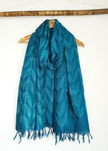Load image into Gallery viewer, Blue Leaf - Tussar Silk Shibori Dupatta