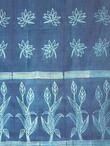 Night Lotus - Tussar Silk Shibori Dupatta