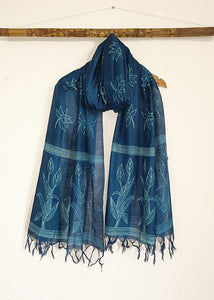 Night Lotus - Tussar Silk Shibori Dupatta
