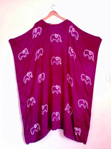 Purple Elephants - Cotton Shibori Kaftan