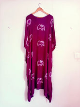 Load image into Gallery viewer, Purple Elephants - Cotton Shibori Kaftan