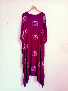 Purple Elephants - Cotton Shibori Kaftan