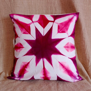 Pink and purple starburst - Cotton Shibori cushion cover (16"/16")