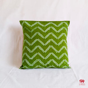 Green fern - Cotton shibori cushion cover (16"/16")