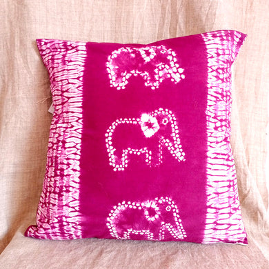 Purple Elephants - Cotton shibori cushion cover (16